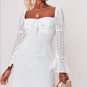 NWT MISSGUIDED WHITE SQUARE NECK MILKMAID DRESS